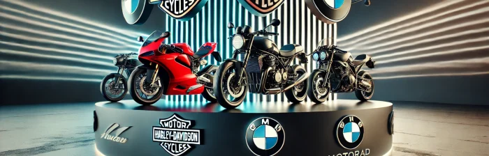 DALL·E 2024-12-28 10.47.37 - A visually engaging composition featuring iconic elements from favorite motorcycle brands like Harley-Davidson, Ducati, BMW Motorrad, and Yamaha. The
